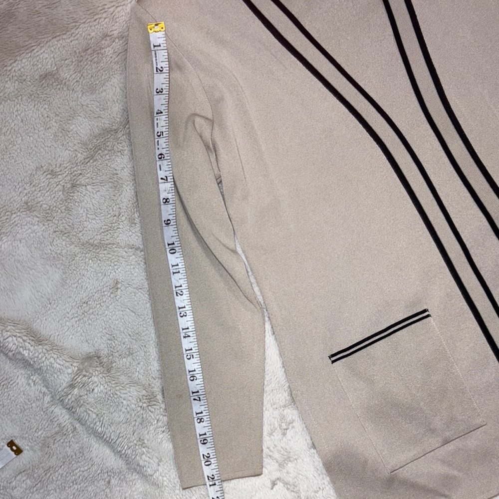 Mieka Women's Tan Cardigan with Black Accents - Picture 4 of 8